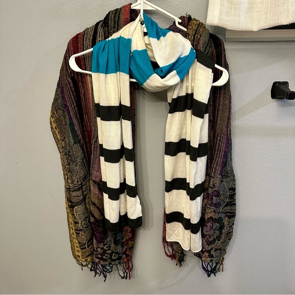 SALE: (set of 2) Urban Outfitters Striped Scarf + Floral Patchwork Scarf - Picture 3 of 13